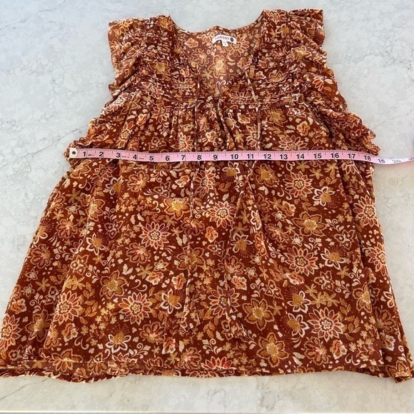 Sundry Evereve Floral Flutter Top, Warm Tones, Cotton, Size 2 - Picture 7 of 7